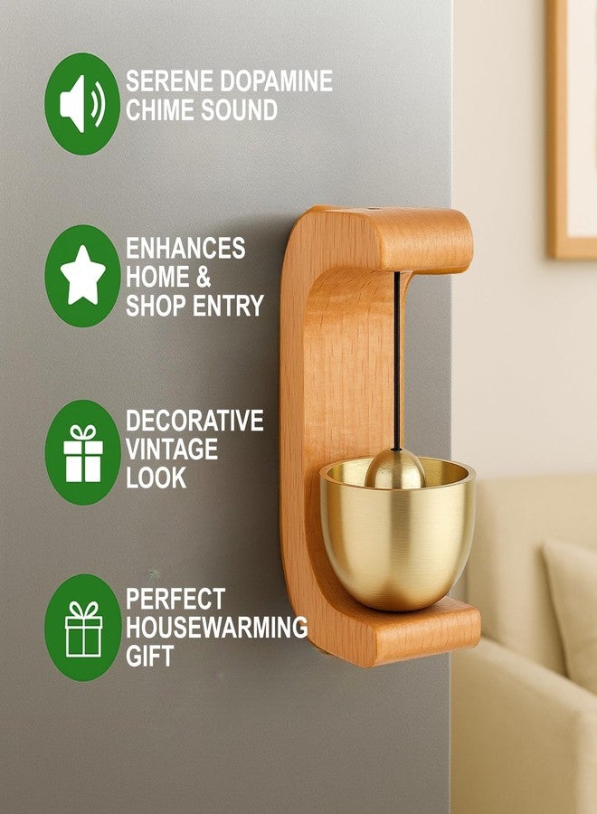 ecofynd 2 Pack Wooden Door Chime with Brass Bell, Self-Adhesive Magnetic Dopamine Door Bell For Home, Shop, Office, Restaurant, Store & Housewarming Gift, Decorative Vintage Wall Mount Serene Acoustic - Image 3